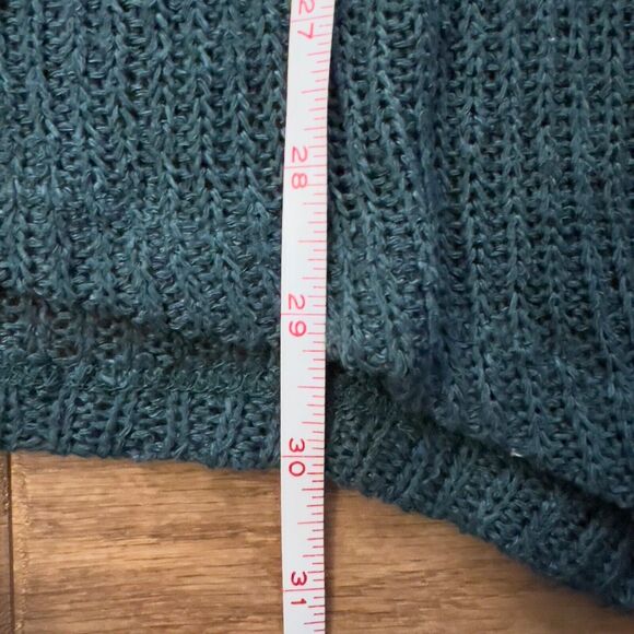 Ecote Urban Outfitters Sweater Tunic Size XS/S Teal Oversized V-Neck Open Knit - Picture 6 of 8